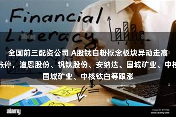 全国前三配资公司 A股钛白粉概念板块异动走高，鲁北化工涨停，道恩股份、钒钛股份、安纳达、国城矿业、中核钛白等跟涨