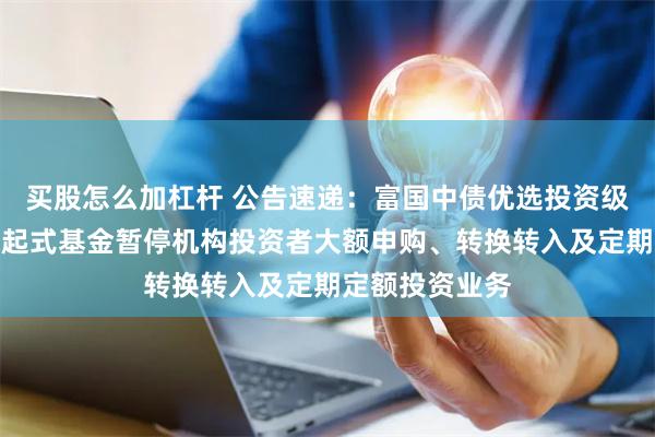 买股怎么加杠杆 公告速递：富国中债优选投资级信用债指数发起式基金暂停机构投资者大额申购、转换转入及定期定额投资业务
