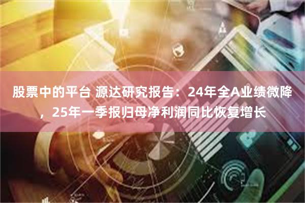 股票中的平台 源达研究报告：24年全A业绩微降，25年一季报归母净利润同比恢复增长